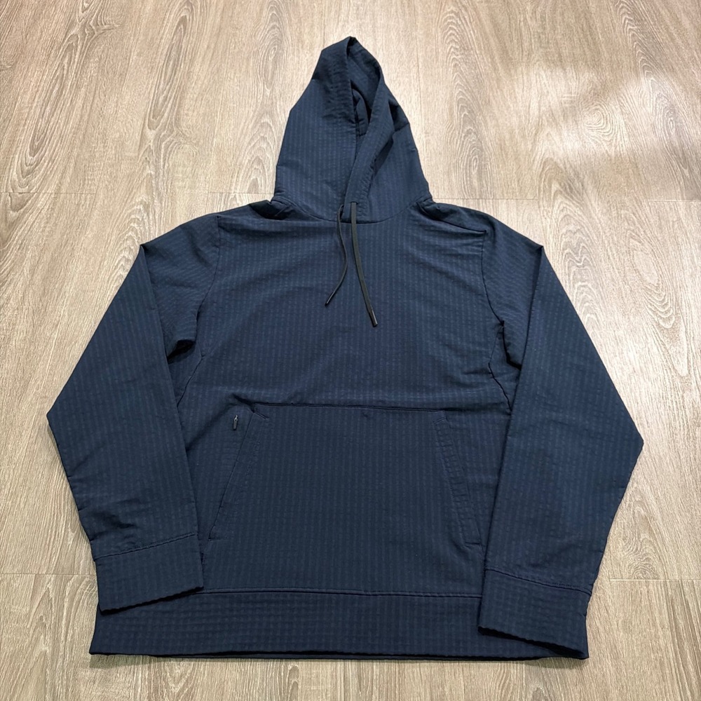 Brady Brand Mens Navy Blue Grid Textured Performance Hoodie M22T003 Size L